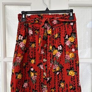 Floral Red Skirt